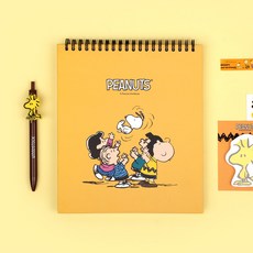 피너츠 스누피 그리드 상철노트 (3 option), 옐로우, 1개