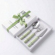 커트러리 세트 3종 홈카페 집들이선물 답례품, 1세트, 스푼,포크,나이프, 04.그린