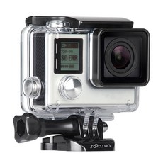 SOONSUN GOPRO HERO 3 /3+ /4 사진 수중 보호 카메라용 40M(131피트) 하우징 케이스 표준 다이빙 블랙 - 실버 방수, 히어로 4/3+/3용 방수 하우징 투명