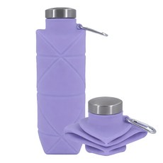 실리콘 접어지는 물병 보틀 접이식 헬스 등산 운동 여행, 1개, 700ml, 퍼플