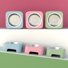 마이몬스터 큐브 강아지 고양이 식기 밥그릇, 1개, 민트 그린