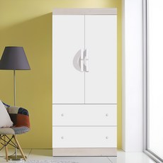 국내제작 직접배송 이느낌 넓이 810mm 키높이 1880mm 투서랍 장롱 옷장 싱글장, 워시화이트