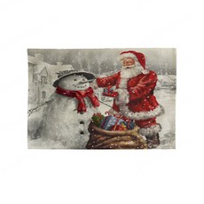 크리스마스 매트 양면 프린트 눈사람 식사 매트 식탁 매트 양식 매트 식기 매트 주방 인테리어 린넨 매트, 주황색, 32x42cm 단면, 1개