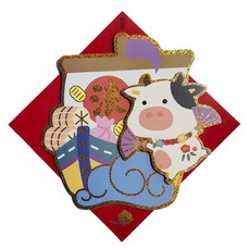 U-PICK 新年門貼 創意方形彩色立體門幅, 浪牛年
