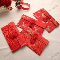 臺灣出貨 中式萬元紅包袋結婚喬遷布藝高級感新年訂婚紅包袋改口費喜包大號馬年新年裝飾佈置 春節裝飾 過年裝飾品 店麵裝, 1個, 富貴吉祥,盤扣橫板