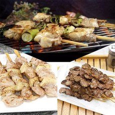 자연맛남 캠핑음식 수제 닭꼬치 3종26개 파닭꼬치8/떡닭꼬치8/염통10