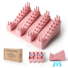 흡입 및 배수 기능이 있는 실리콘 비누 접시 미끄럼 방지 셀프 홀더 업그레이드 욕실 주방 싱크대용 플로팅 바 1 분홍색, Light Pink