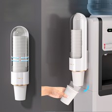 스카이미너리즈 무타공 부착식 일회용 종이컵 디스펜서 보관함, 1개, 화이트