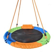 원형그네 어린이집 놀이터 스윙그네 감통그네 놀이 야외 공원 둥근 흔들의자, 100cm 3색+로프+나무벨트+버클