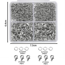 (랍스터고리+오링) 대용량 악세사리 부자재 4칸, 실버, 1개