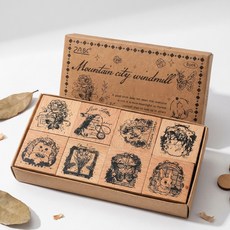 보스케 시간의정원 빈티지 우드스탬프, 1세트, 빈티지 콜라주