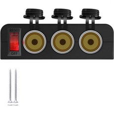 12V 시가라이터 소켓 텐트형 패널 방수 이중 USB 차량 충전 포트 어댑터 플러그 분배기 보트 해양 캠핑카 트럭 ATV용 3088290, 회로 차단기 스위치가 있는 3개 소켓