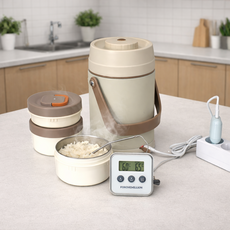 런치버스 대용량 진공 전기 보온도시락 직장인 학생 스텐 도시락통, 1개, 아이보리