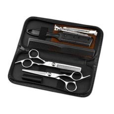 美髮剪 牙剪 平剪 打薄剪刀 碎髮剪刀 專業美髮剪 鋒利刀身 安全刀頭 剪頭髮 剪刀 理髮剪刀 剪髮工具, 1套, 銀色