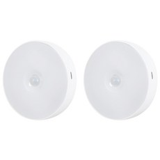 투데이리빙 원형 led 센서등 현관 무선 충전식 동작 감지 부착 조명 붙이는 접착식 센서 라이트 부착형 베란다등 복도등, 2개, 자연광, 자연광 × 2개