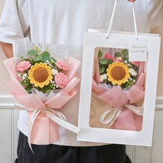장미 조화 꽃다발 졸업식꽃다발 생일선물 여자친구 선물 화이트데이 기념일 감성 플라워부케 선물용, 1개, 핑크01 1개, 핑크01