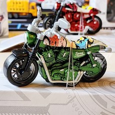 台灣出貨】 【仿真迷你哈雷摩托車 回力車】重機摩托車 杜卡迪仿賽 合金摩托車 模型機車 小汽車玩具 越野摩托車 哈雷模型, 袋裝 塗鴉小哈雷-綠色, 1個