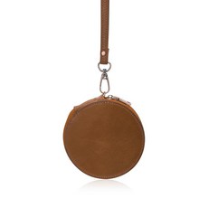 WisePoint 동전 파우치 천연 가죽 지갑 손목 스트랩이 있는 원형 소형 가방 쇼핑 강아지 산책 여행용 휴대용 여성용 교체 브라운. 귀여움 129581