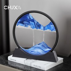 CHUXiang 永動機牛頓擺球 桌面裝飾解壓擺件, 大號藍-黑 流沙畫擺件(高26cm)