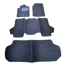 豐田 GRANVIA 2022年後 8人 海力士 固定椅 專用汽車腳踏墊 腳踏板 地墊 耐磨 防水 蜂巢式, 黑底藍邊, 8人 固定椅【車內】前三排 四片組