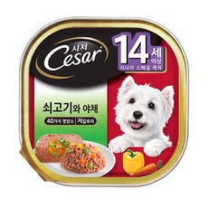 시저 시니어 강아지 캔 습식사료, 소+채소, 100g, 1개