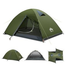 Night Cat 2인용 배낭여행 텐트: 방수 경량 캠핑 텐트 하이킹 야외 산 알루미늄 폴과 레인플라이 아미 그린 283745 8760898971