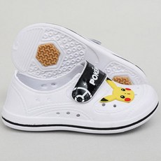 발이 편안하고 발등을 안전하게 잡아주는 벨크로 형식의 덮개가 있는 포켓몬스터 실내화