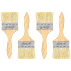 하핑턴 4pcs 칩 페인트 브러시 3 플랫 페인팅 합성 브리스틀 DIY 아트 페인팅을 위한 나무 손잡이가 있는 가구 캐비닛 울타리 데크 벽 도어 트림, 3 inch, 4