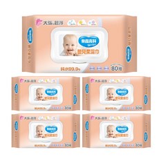 奈森克林 嬰兒柔濕巾 純水99.9% 超厚加大 80抽 x 5包, 5個, 80張, 1g