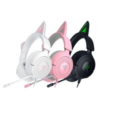 Razer Kraken Kitty V3 X 電競耳機 7.1聲道環繞音效, 白色,主商品+黑色耳機架