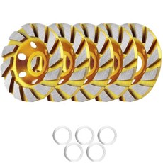 Jeayean 5피스 터보 로우 다이아몬드 그라인딩 컵 휠 세트 콘크리트 벽 바닥 화강암 대리석 및 석조용 옐로우 앵글 그라인더와 호환