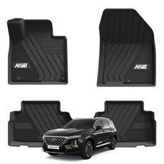 에이치엠티 TPE 자동차매트 풀커버 3D 바닥카매트, 현대, 싼타페TM(18년02월~20년06월), 블랙