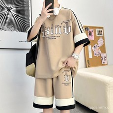 運動休閒套裝男 夏季寬鬆 短袖短褲兩件套 男裝T恤 男生潮t t恤男 t恤短袖男 男生穿搭 ins潮牌 韓版 痞帥 涼感