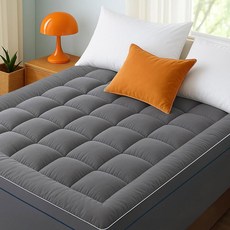 Bedsure 트윈 XL 매트리스 토퍼 대학 기숙사 필수품을 위한 900GSM 두께의 부드러운 최대 6-21인치 깊은 포켓 퀼트 핏 통기성 추가 롱 침대 패드 커버 화이트, 회색