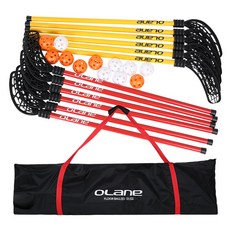 올레인 플로어볼 실내 하키 스틱 공 12개 세트, 옐로우/레드