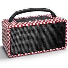 DINDIN Portable 블루투스 Speaker： 80W (Peak) 20H Playtime 무선 Big Wood Boombox with Deep Bass Subwoofer, 레드