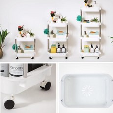 이동식 트레이선반 욕실 주반선반 바퀴달린 트롤리 수납함 정리함 수납선반 이동 수납장 다용도 틈새정리, 1개