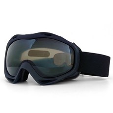 【臺灣出貨】冬季戶外登山雙層防霧滑雪護目鏡防紫外綫防雪盲球麵大視野滑雪鏡, 黑框灰片-黑帶（送布袋）, 1個