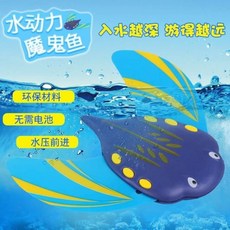 水動力魔鬼魚戲水玩具，環保材質，無需電池, 藍色, 80g, 1個