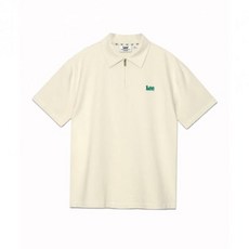 LEE 스몰 트위치 로고 하프 집업 카라 티셔츠 샌드 베이지