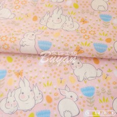 布研工坊 田園小兔 薄棉純棉手作拼布布料 DIY棉布印花碎花, 1個