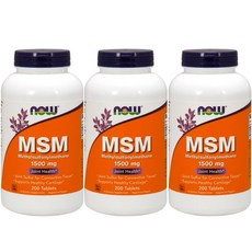 NOW Foods MSM素食補充錠 1500mg, 200顆, 3罐