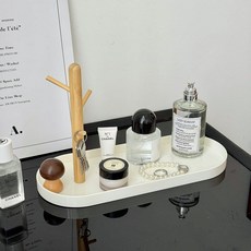 Sgirl 현관 열쇠 트레이 북유럽 나뭇가지 귀걸이 반지 액세서리 소품 정리함, 화이트