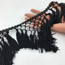 술 프린지 무대 의류 라틴 드레스 액세서리 커튼 레이스 트림 홈 장식 1Y-3 야드 로트 블랙 화이트 레드 매듭 12cm, [02] 3Yard price, [01] Black, 1개