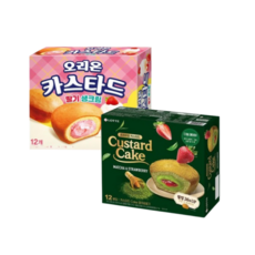 오리온 카스타드 딸기생크림 276g 1 롯데 카스타드 말차&스트로베리 288g 1 (총2개), 1세트, 564g