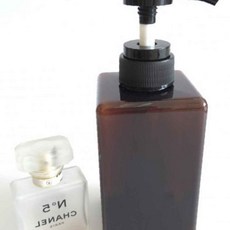 주방용품 사각 펌핑용기 디스펜서 브라운 450ml 펌핑공병