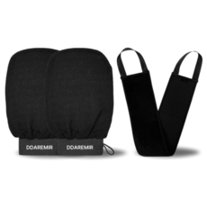 때르미르장 살살밀어도 때가 잘 나오는 프리미엄 때장갑 등때밀이, 블랙, 1세트, 3개입