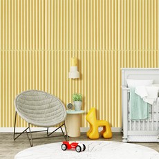 정싱 방수 접착식 벽지 벽지 자체 접착 침실 임대 주택 개조 3D 접착식 폼블럭 시멘트 벽 배경 스티커, 5개, 노란색