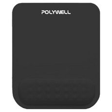 POLYWELL記憶棉護腕滑鼠墊, 黑, 1個