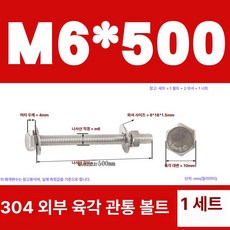 스테인리스 외부 육각 벽면 나사 연장 볼트, 1개, M6x500